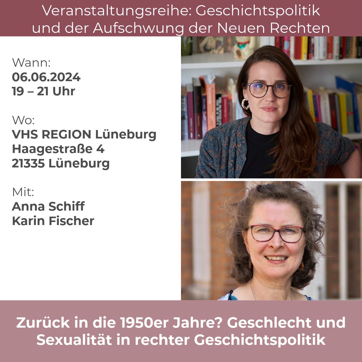 Das Private ist politisch! Diskussion über Rechte Narrative zur Sexualität und Geschlechterrollen Mit: @anna__schiff und Karin Fischer 🗓️Dienstag, 6.06.2024 ⏰19:00 - 21:00 Uhr 📍Lüneburg VHS REGION und in Livestream Info: calendar.boell.de/de/event/zurue…;