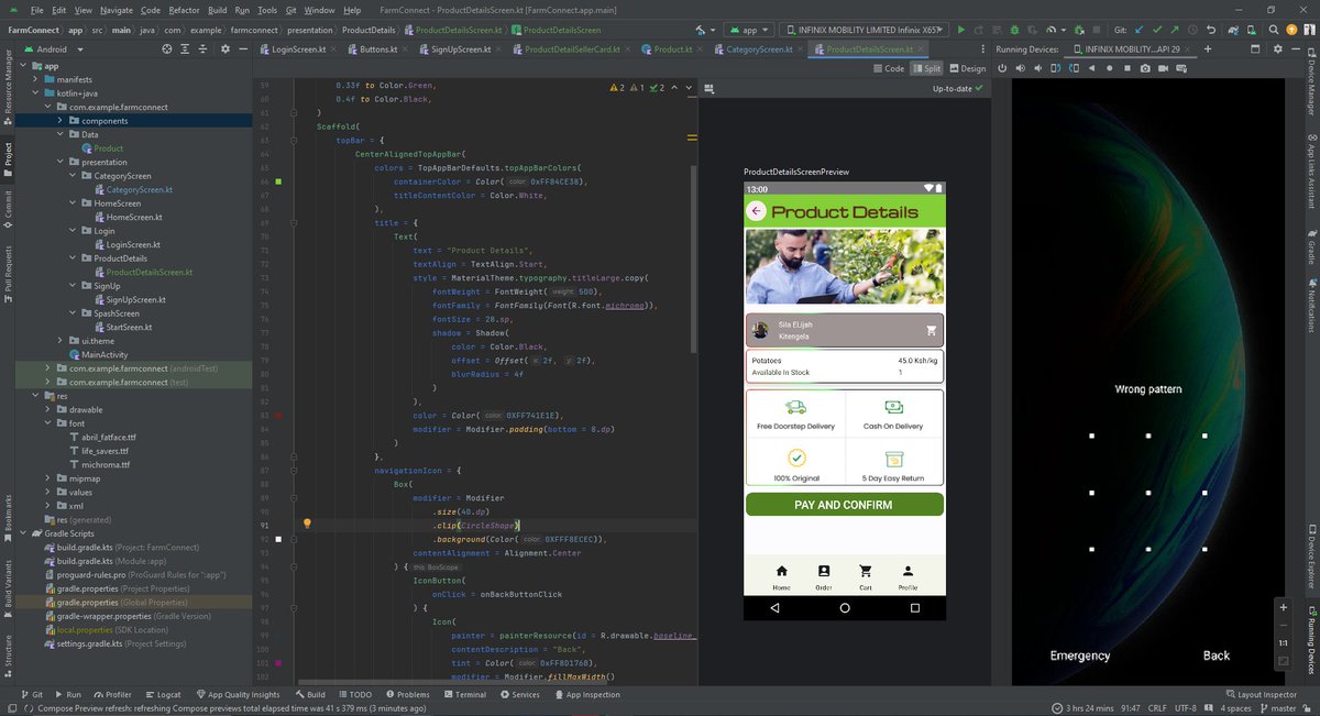 About to try  something with Daraja apis in a few days 😅 Initial commit on Farm Connect App 
 <a href="/Hutsydev/">Hutsy Developers</a> <a href="/csokimathi/">Computer Society of Kimathi™</a> <a href="/gdsc_dekut/">GDG on Campus DeKUT #IOExtended</a> #Kotlin #JetpackCompose #androiddev <a href="/SamuelKangau/">Samuel Muigai</a>