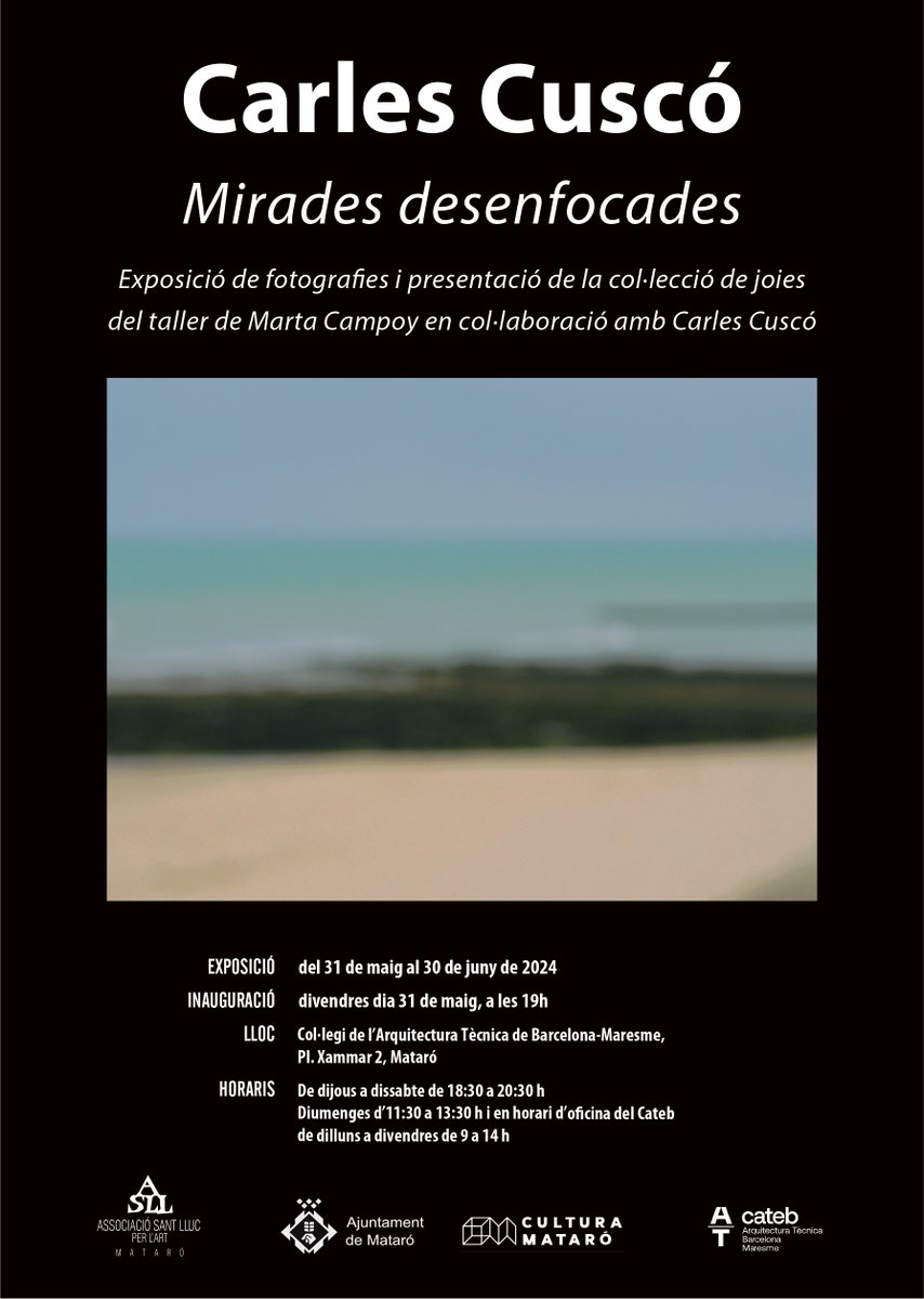 💡 🗣️ Encara amb la il·lusió del Torres García, divendres dia 31 de juny, a les 19h, #inaugurem nova exposició!

Us esperem per obrir les portes de 'Mirades desenfocades' del #fotògraf Carles Cuscó. Ens hi veurem? 📸

culturamataro.cat/agenda-cultura…