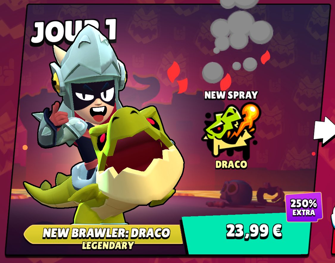 🥳Giveaway x5 Draco (The Legendary brawler, a skin, new pins, coins and more...) 

TO PARTICIPATE :

- Follow : <a href="/cl6t_/">🇲🇨c</a> , @Marius_banane and <a href="/h2ofdm/">H2🌬️</a> 
- Like❤ &amp; Retweet✅
- Tag 2 Friends🔥

Good luck 🍀

#BrawlStars #draco #Giveway #bs #supercell #new #brawler