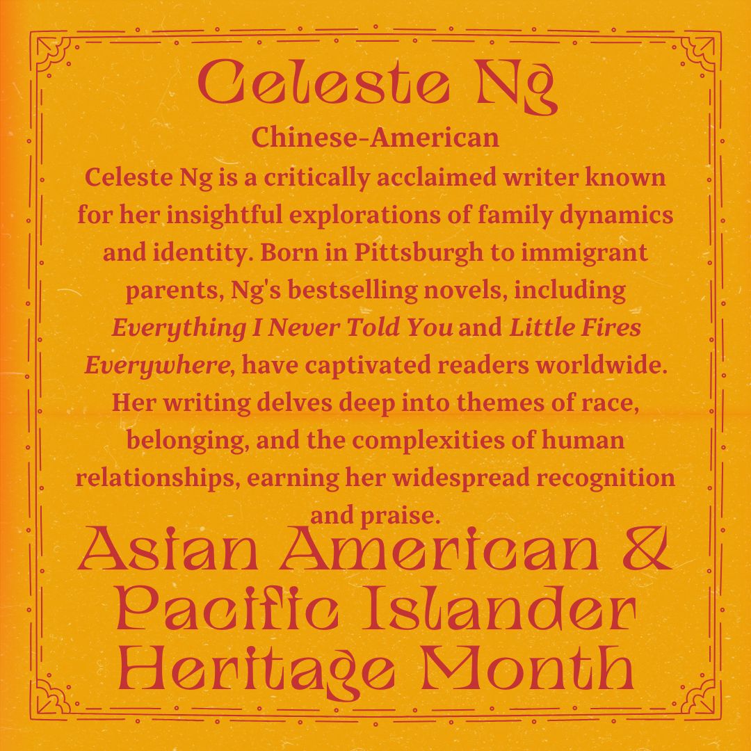 MrBurtonMPS's tweet image. May 30 - Celeste Ng - Chinese-American @pronounced_ing
#asianamericanpacificislanderheritagemonth #aapiheritage #aapihistory #asianamerican #pacificislander #mpspride #okss @okcss #oklaed #sschat #edchat