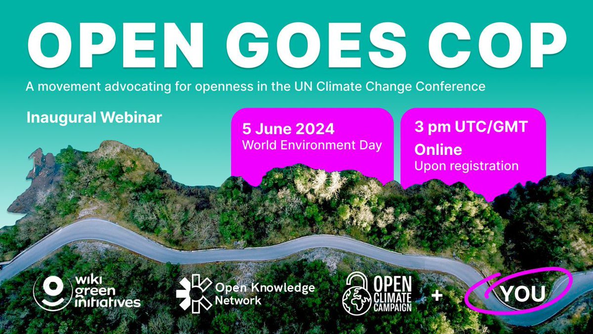 🌳 Have you signed up for next week's webinar? We're bringing together activists at the intersection of #openness and #climatechange to influence discussions at COP. 👉🏾 Register: us02web.zoom.us/meeting/regist… #OpenGoesCOP @OpenClimateCamp #WikiGreenInitiatives #OpenKnowledgeNetwork