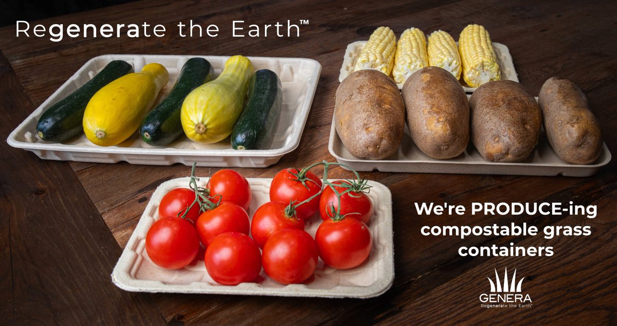GeneraInc's tweet image. Your fresh veggies just got healthier with compostable trays and containers molded from farm grown grass fibers.
 
#FromOurFarms #MoldedFiber #Produce #RegeneratetheEarth