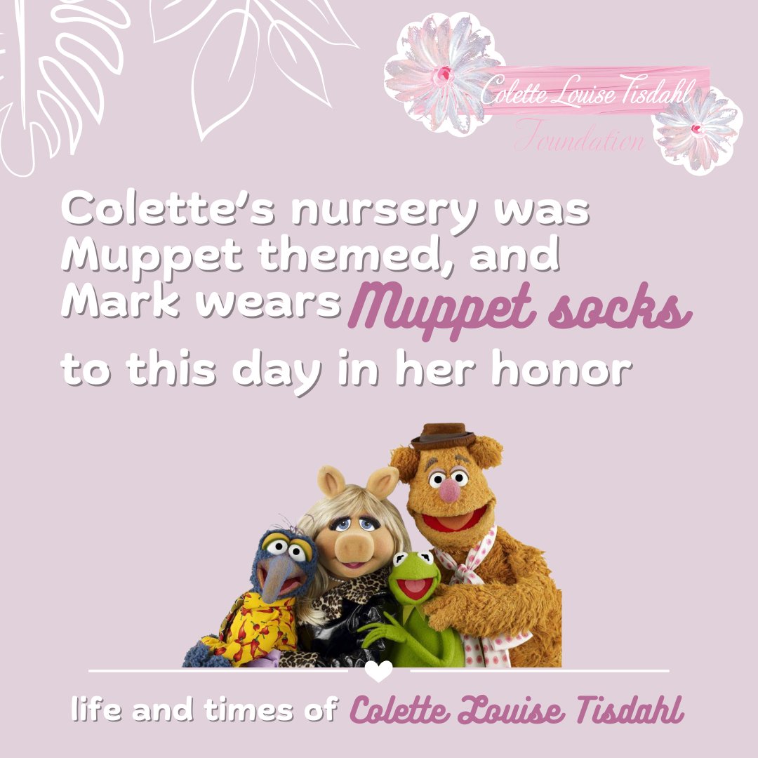 Colette’s nursery was Muppets themed based on Michelle and Mark’s mutual love of the franchise. To this day, Mark almost always wears Muppets socks in honor of Colette. #LifeAndTimesOfColette #HonoringColette2024 #CLTF #ColetteLouiseTisdahlFoundation #InfantLoss #Muppets