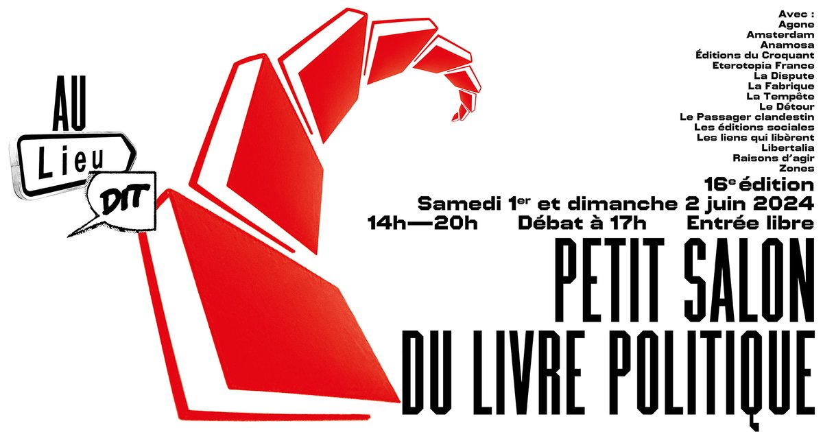 Ce weekend retrouvez Leopoldina Fortunati à Toulouse pour la 4e édition de la Fête du Kiosk ainsi que nos livres au Petit salon du livre politique au <a href="/lelieudit/">Le Lieu-Dit</a> à Ménilmontant ! 

iaata.info/LA-FETE-DU-KIO…

facebook.com/events/1199787…