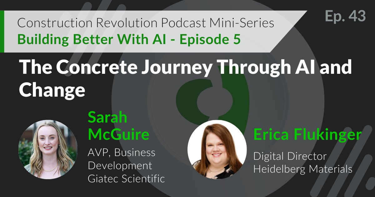 “Technology has always helped supplement us, but how artificial intelligence is going to complement us is what's most exciting.” – Erica Flukinger, Digital Director, Heidelberg Materials North America @hd_materialsNA 🎧 Don’t miss out: hubs.ly/Q02yTV_H0 #Concrete #Data