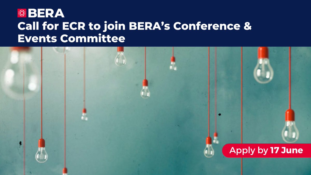 📣 Call for ECR to join BERA’s Conference & Events Committee In developing the annual conference and wider events programme, BERA is keen to have the voice of ECRs represented. @BERA_ECRNetwork Deadline: 17th June 2024 Find out more: bera.ac.uk/opportunity/ca…
