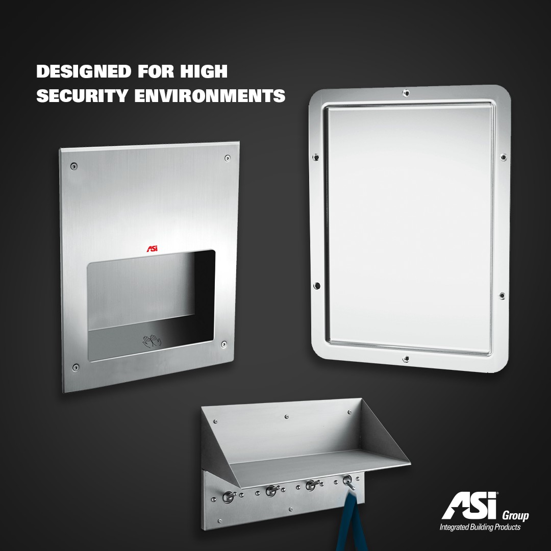 ASI offers many different items that are specifically designed for settings with high security requirements. Features include design for contraband detection and clothes hooks that release when excessively loaded to deter self-harm actions.

#bathroomdesign #architecture