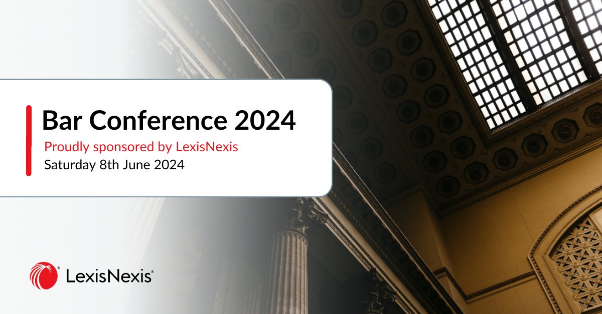 LexisNexisUK's tweet image. We’re thrilled to be sponsoring and attending The Bar Council's
#BarConference 

Hear high-profile keynote speakers &amp;amp; take advantage of sessions designed to support your continued professional development. 

Book your place at: ow.ly/HnZf50RSJ4s 

#Barristers