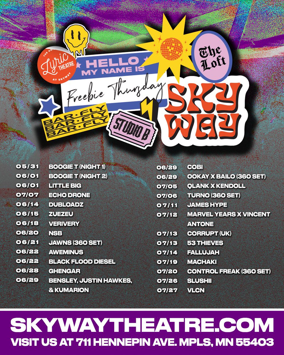 SkywayTheatre's tweet photo. 🎫 FREEBIE THURSDAY 🎫

Enter to win a pair of tickets to any of the shows listed above! All you have to do is....
1. SHARE this post!
2. FOLLOW Skyway Theatre!
3. COMMENT below with the show you want to attend + tag a friend!

Visit our other socials for more chances to enter! https://t.co/OodLyRoBHy
