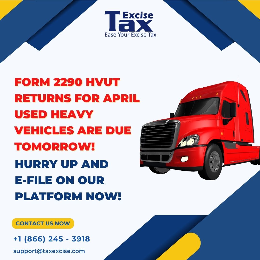 Never miss the deadline! Tomorrow is the last date to report pro-rated Form 2290 returns for April used vehicles. E-file now!

#EfileNow
#prefilling
#Form2290
#DeadlineAlert
