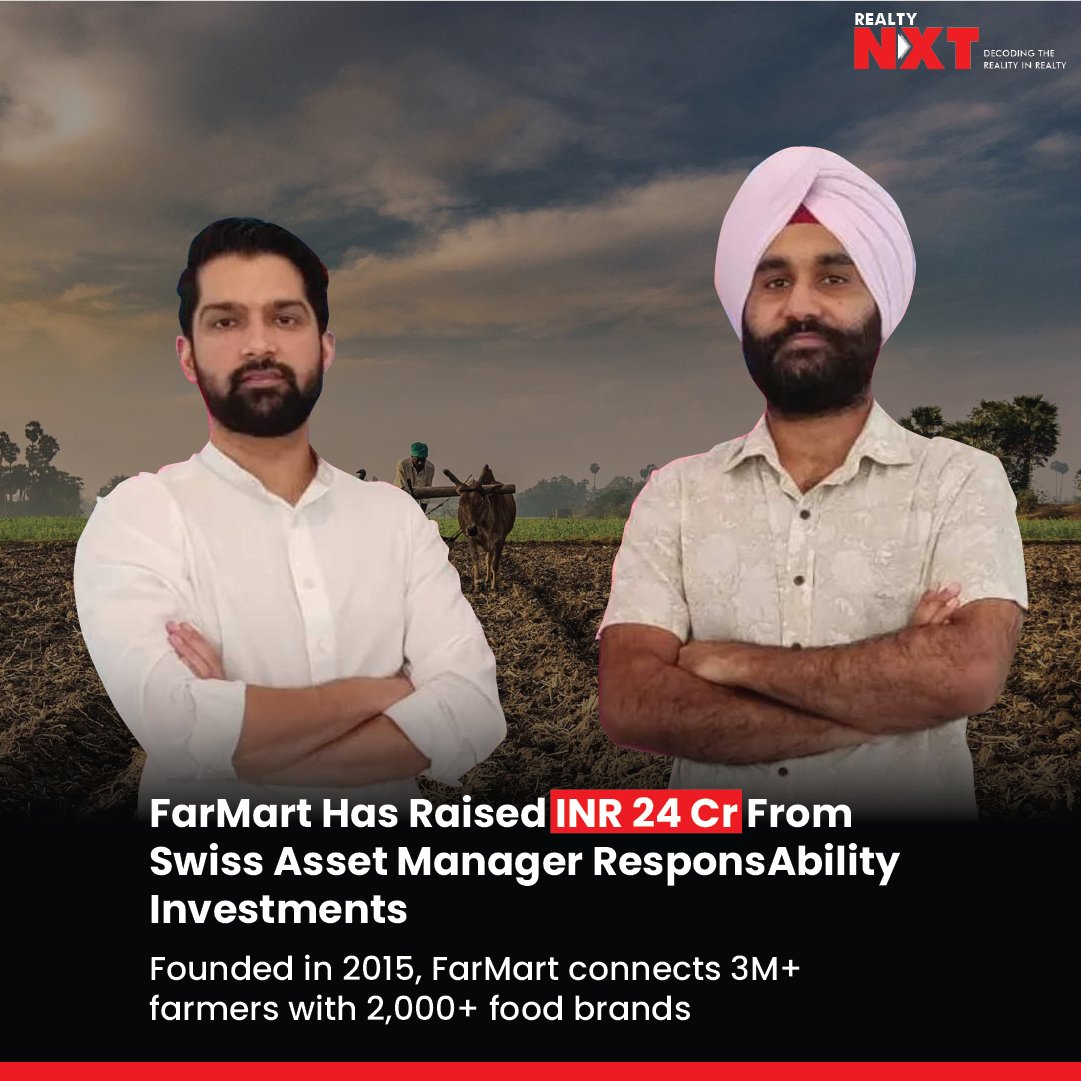RealtyNXT's tweet photo. #News | @farMart_  has secured ₹24 cr from Swiss asset manager ResponsAbility Investments. Founded in 2015, FarMart assists global food brands in sourcing commodities directly from farmers, serving over 2,000 manufacturers across 6 countries.

#RealtyNXT #AgritechStartup https://t.co/jKCZ8GjacH