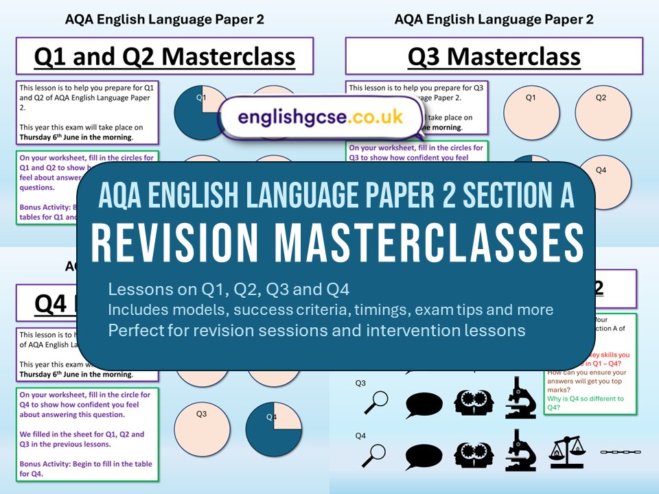 English Language Paper 2 revision masterclasses:
englishgcse.co.uk/products/aqa-e…
#teamenglish #edutwitter #teachertwitter #gcses #gcses2024 #revision #revise #exams #ukedchat #school #paper2 #aqa #exam #students #lessons #learn #english