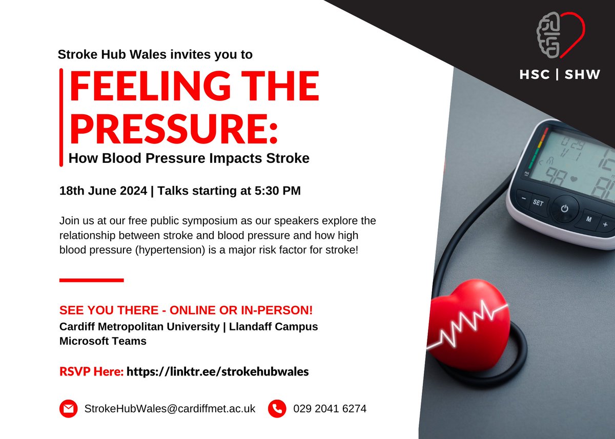 Join us online or in-person at our next free public engagement symposium: 'Feeling the Pressure: How Blood Pressure Impacts Stroke!' Register here (easy to type link in photo): events.teams.microsoft.com/event/5a935a2f…