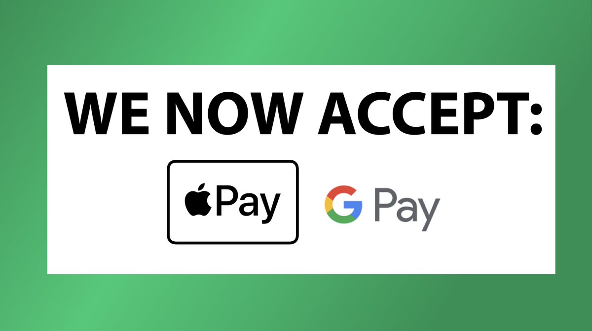 Good news! We now accept Google and Apple Pay!