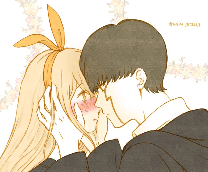 キスの日つづきで、マシュレモ キスしようと決めたものの、おたがいにあまりにも予備知識がなさすぎて、 マ「目とか…つぶるものなのかな?」 レ「???…なにも分かりません…!」 ってなってる。かわいい。