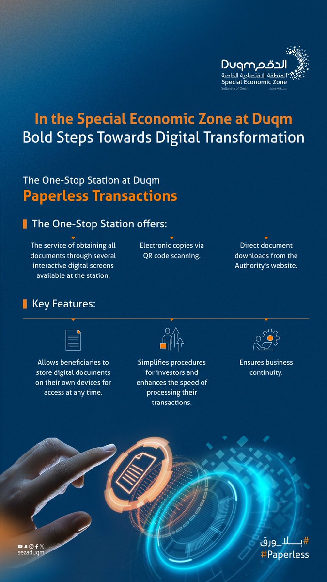 Discover a unique experience in #SEZAD: The Paperless One-stop station represents a digital transformation journey, enhancing efficiency and facilitating transactions, while supporting environmental and investment sustainability.

Learn more about it on the last day of #COMEX. We