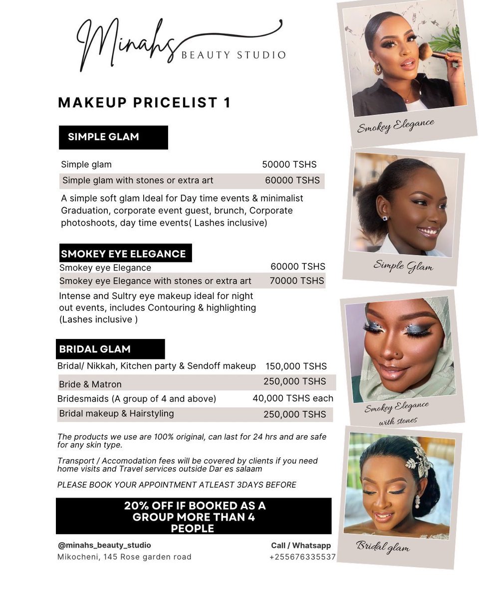 Wateja wangu wapendwa🥹hatakama ni saa 9 usiku best believe nitakuja kufanya kazi🔥Msakatonge sinaga closing hours…if im not booked i will come anytime bcz i love y’all like that🥰🙏🏽 For makeup booking Call/ Whatsapp 📲 0676335537 📍Mikocheni #glammedbyqueeenminah