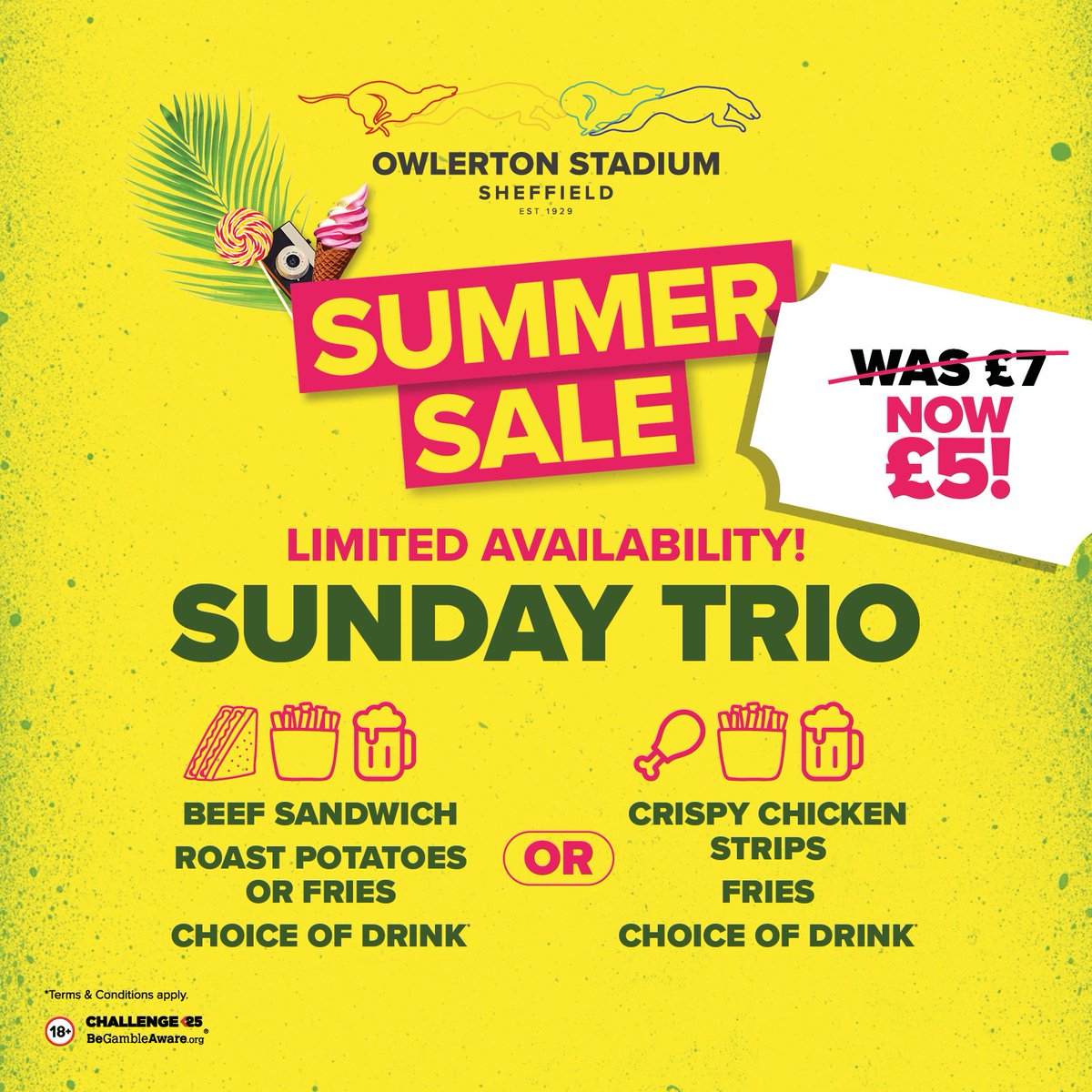 What a bargain 😍 

For a limited time only you can get our unbeatable Sunday Trio package for just a FIVER! 🕺 

Book now before it's too late 👇 
tinyurl.com/ez6eyrep

#owlerton #sheffield #summersale #sheffieldeats #sheffieldfood #foodoffers