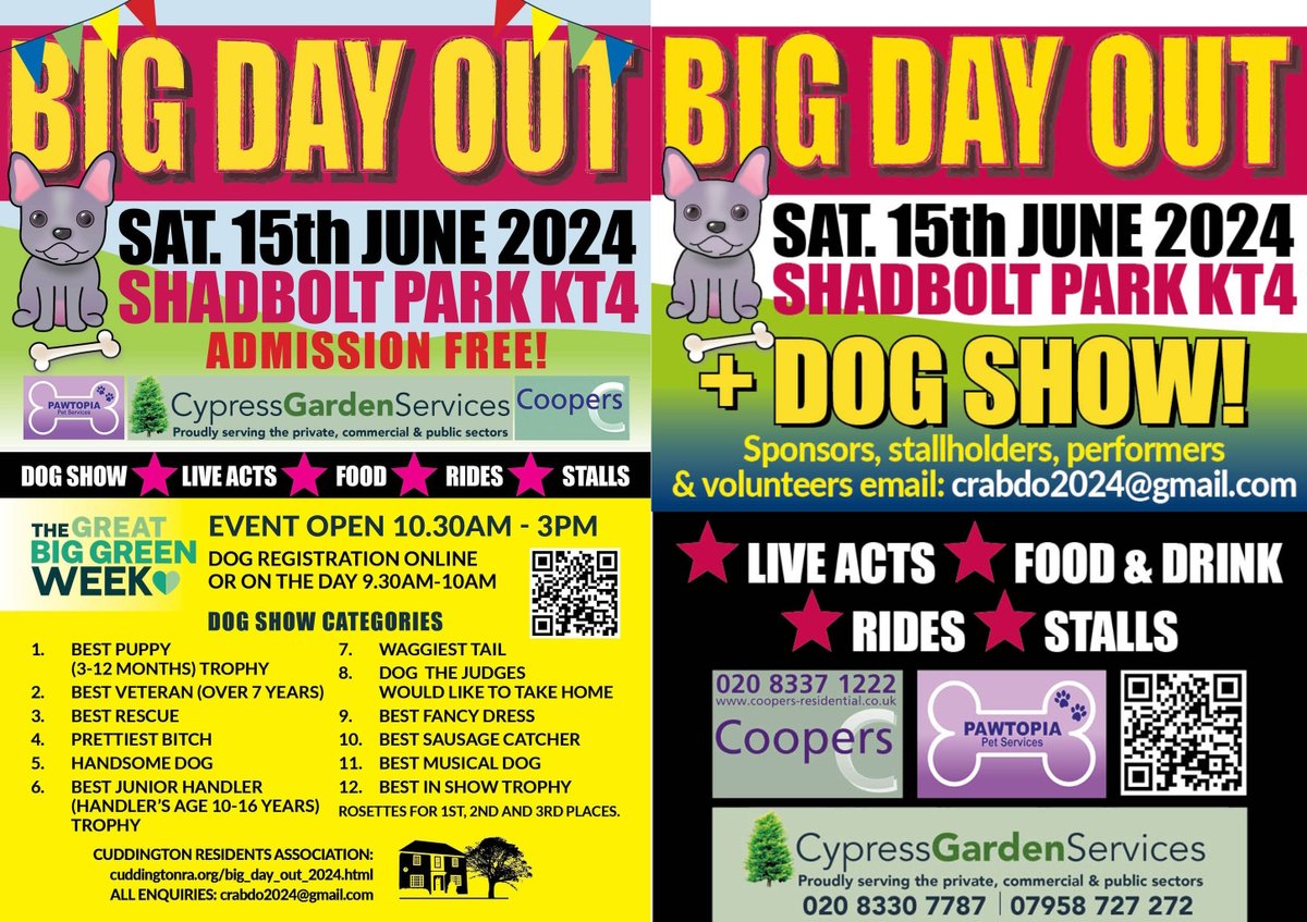 Shadbolt Park Big Day Out in #WorcesterPark #Cuddington #Epsom and #DOGSHOW ow.ly/Gl7530sCKJ1