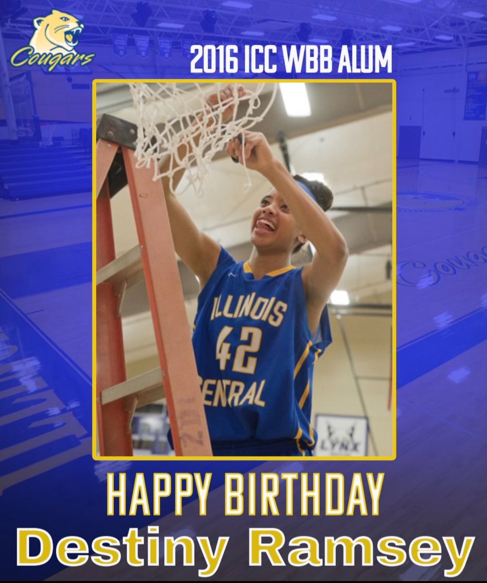 Happy bday @ICC_CougarsWBB Class of ‘16 alum Destiny Ramsey! After ICC, Des played at UIS & got her masters in Business Admin & a Human Resources Mgmt Cert. She is an Agency Career Track Specialist at State Farm & is CEO/owner of Royalty Hoops Travel Teams. Have a great day Des!