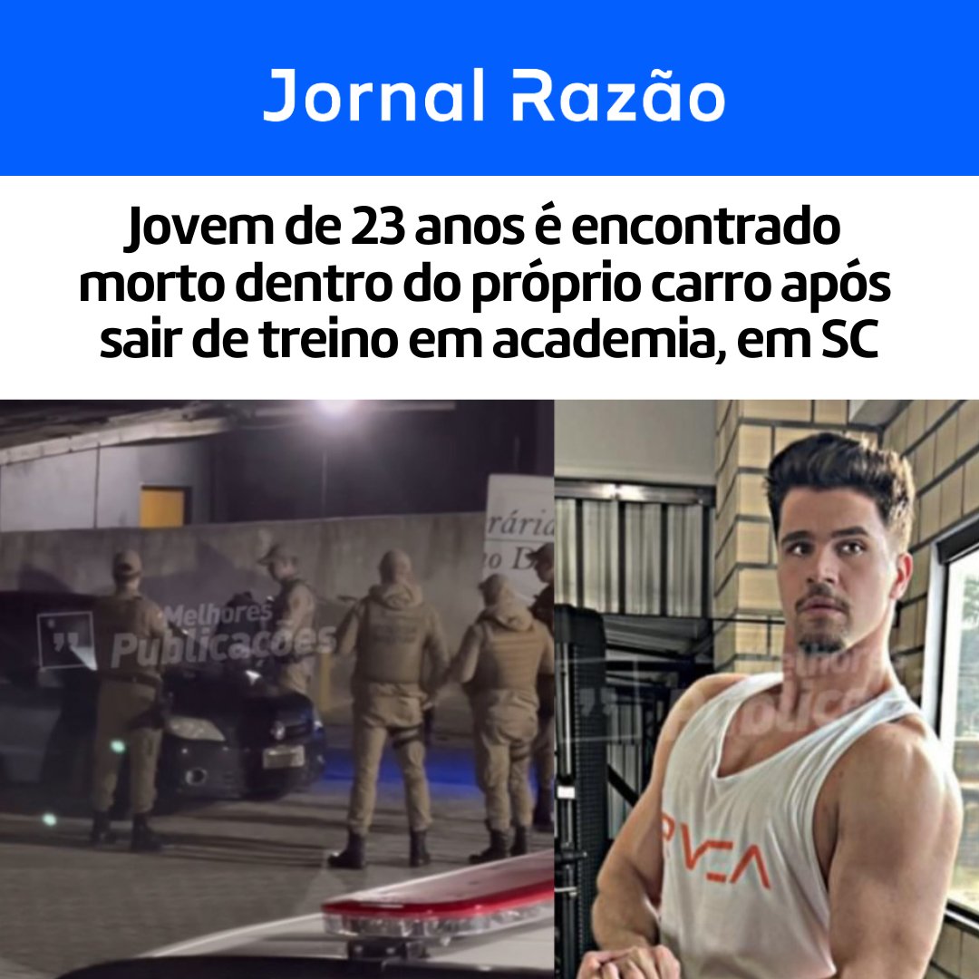 🚨😥 Eduardo da Silva, 23 anos, foi encontrado morto dentro de seu carro no estacionamento de academia em Criciúma, no Sul de Santa Catarina, após ter feito um treino no local. A Polícia Militar encontrou uma ampola de testosterona e seringas no veículo, mas a causa da morte