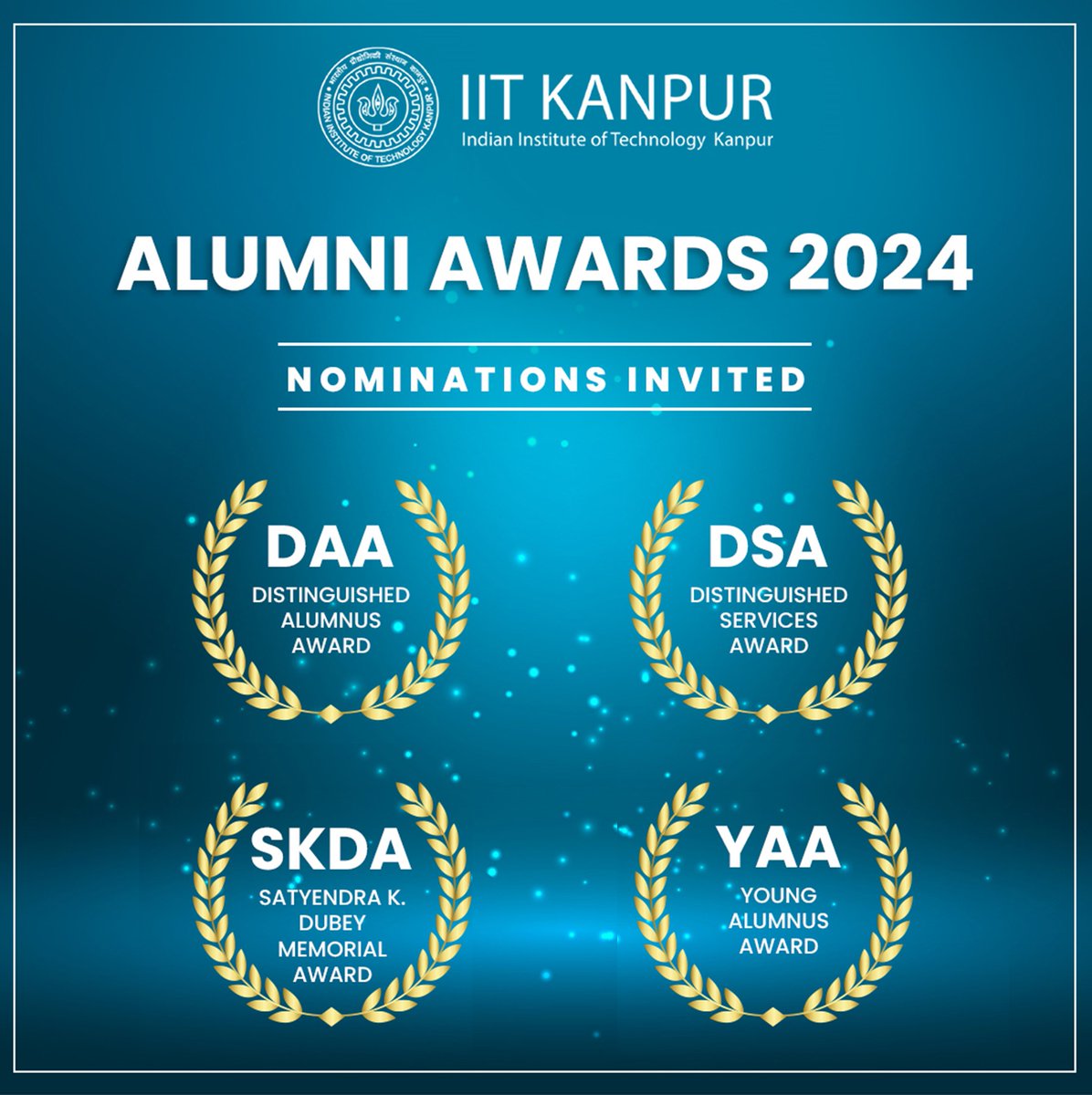Continuing IIT Kanpur’s tradition of recognizing and honoring the exemplary achievements and outstanding contributions of its alumni, I am delighted to invite your nominations of those exceptional alumni who have achieved excellence in their careers and have made significant