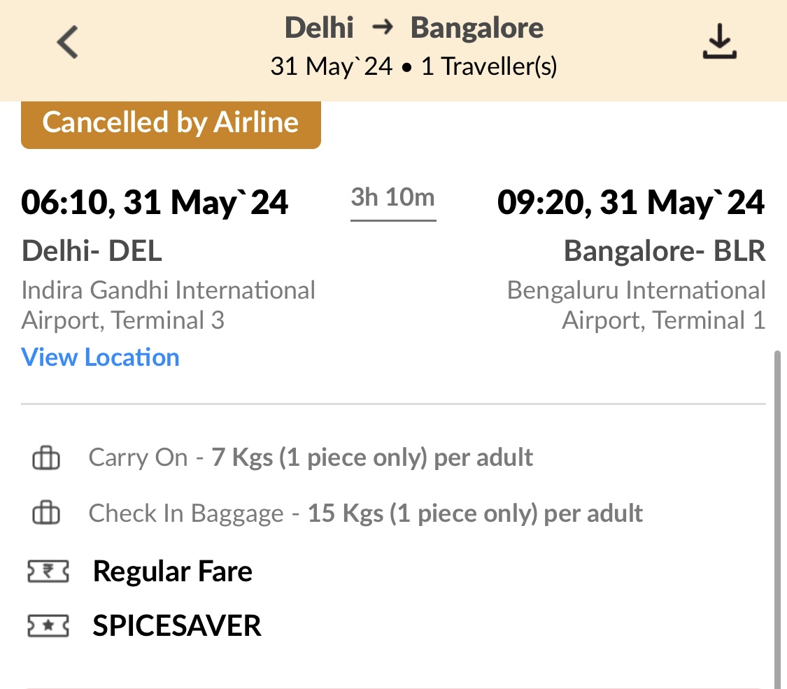 WTF is this behaviour @flyspicejet 

I had a Medical Emergency and my flight was cancelled 12 hr before my departure. No one is there to support from spice jet.

Rescheduling is also not available till 3 June. Alternative flights are costing 20K. 

Please share this to help me.