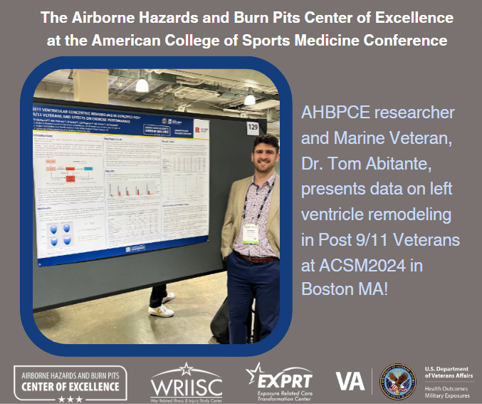 #AHBPCE is on the road again, sharing their research on #VeteranHealth data at #ACSM2024 in Boston! @ACSMNews #BurnPits #Research #ExercisePerformance #MilitaryExposures #Post911Veterans