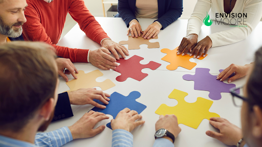 EnvisionMCG's tweet photo. Envision Moore's "Workforce Connect" initiative tackles industry shortages & training delays through strategic partnerships, innovative program design, & alignment with industry needs. See the impact in our case study: https://t.co/XrMsFpFQF6 #WorkforceConnect #TrainingSolutions https://t.co/HCWgET7Aow