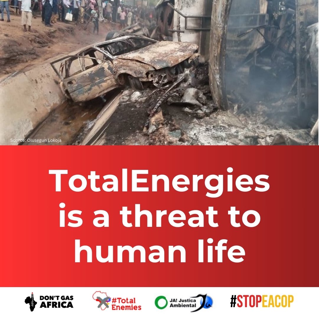 French giant @TotalEnergies is ever launching environmental massacres which are ravaging Africa.

In defiance of the climate emergency, @TotalEnergies invests billions of dollars to launch drilling operations at the expense of human lives.

#TotalEnergiesCelebrates