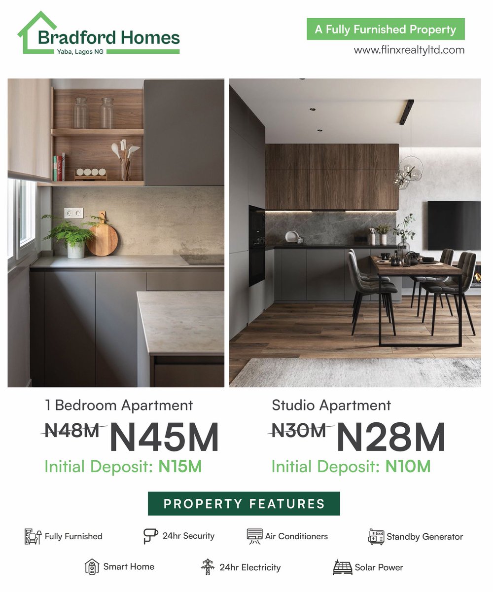 Unlock lucrative returns with Bradford Homes in Yaba, Lagos!

Discover fully furnished studio and one-bedroom apartments, perfect for savvy investors. 

Secure your place in one of Lagos’ most sought-after markets and start enjoying exceptional returns.