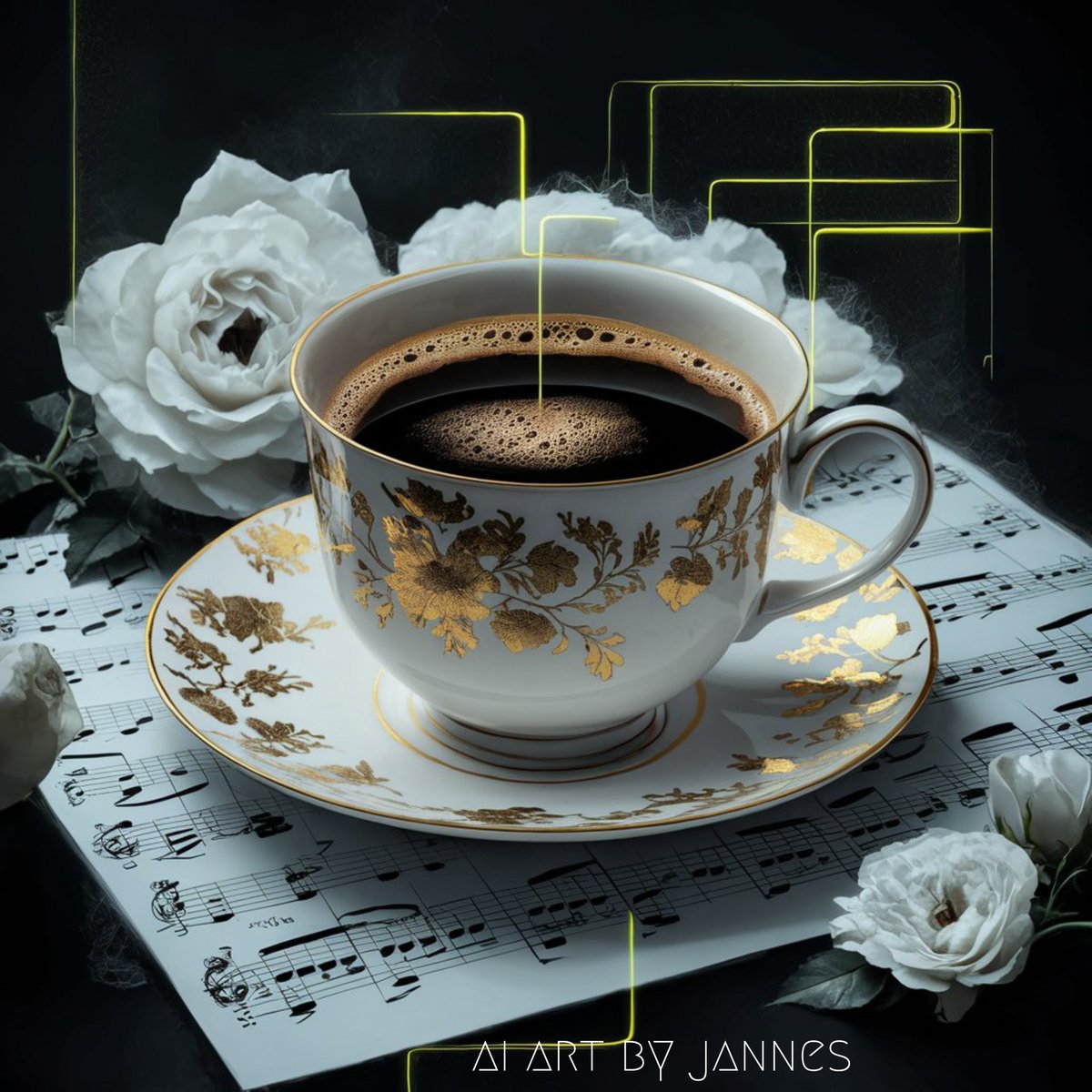 Melodies in Porcelain: A Symphony of Tea and Coffee☕🎵🎶
Perfect for music lovers, coffee connoiseurs, and tea aficionados alike, these sets bring a touch of artistic charm and elegance to any table setting.🎨✨🖌️

#aiartist #aiartbyjannes #CoffeeLovers #coffeeart #coffee #AIart
