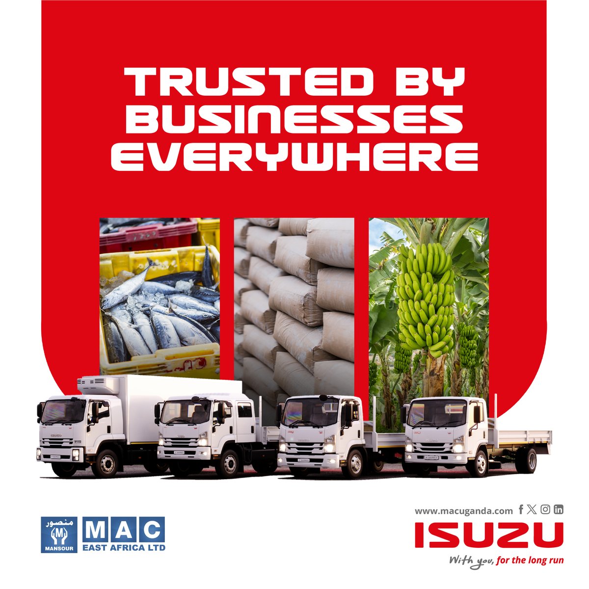 Invest in your business's future with ISUZU Heavy Duty Trucks. Our trucks deliver unmatched fuel efficiency, low maintenance costs, and high resale value, ensuring maximum return on investment.
 
Learn More:
 
macuganda.com/isuzu/vehicles…
 
#Withyouforthelongrun