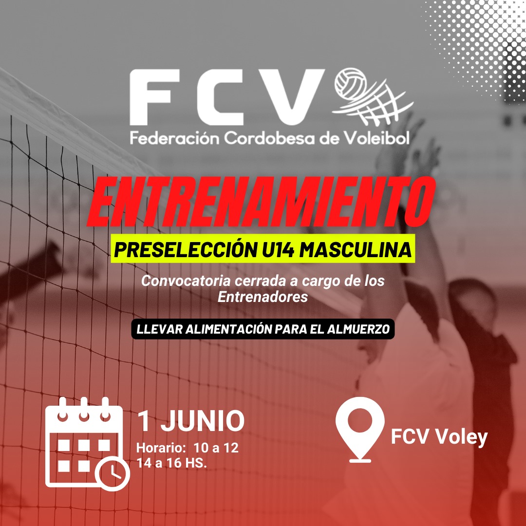 Entrenamiento U14 masculino
1 de Junio. Sede Federación Cordobesa de Voley