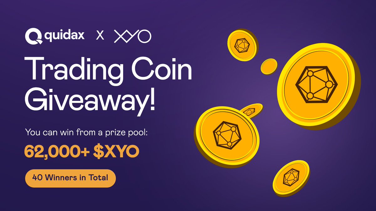 🔔 After listing the $XYO token, @Quidax x @OfficialXYO are giving out $XYO  tokens to celebrate 🎉 . 🏆 You can win some coins by following the steps  below: 🔹 Follow @QuidaxGlobal