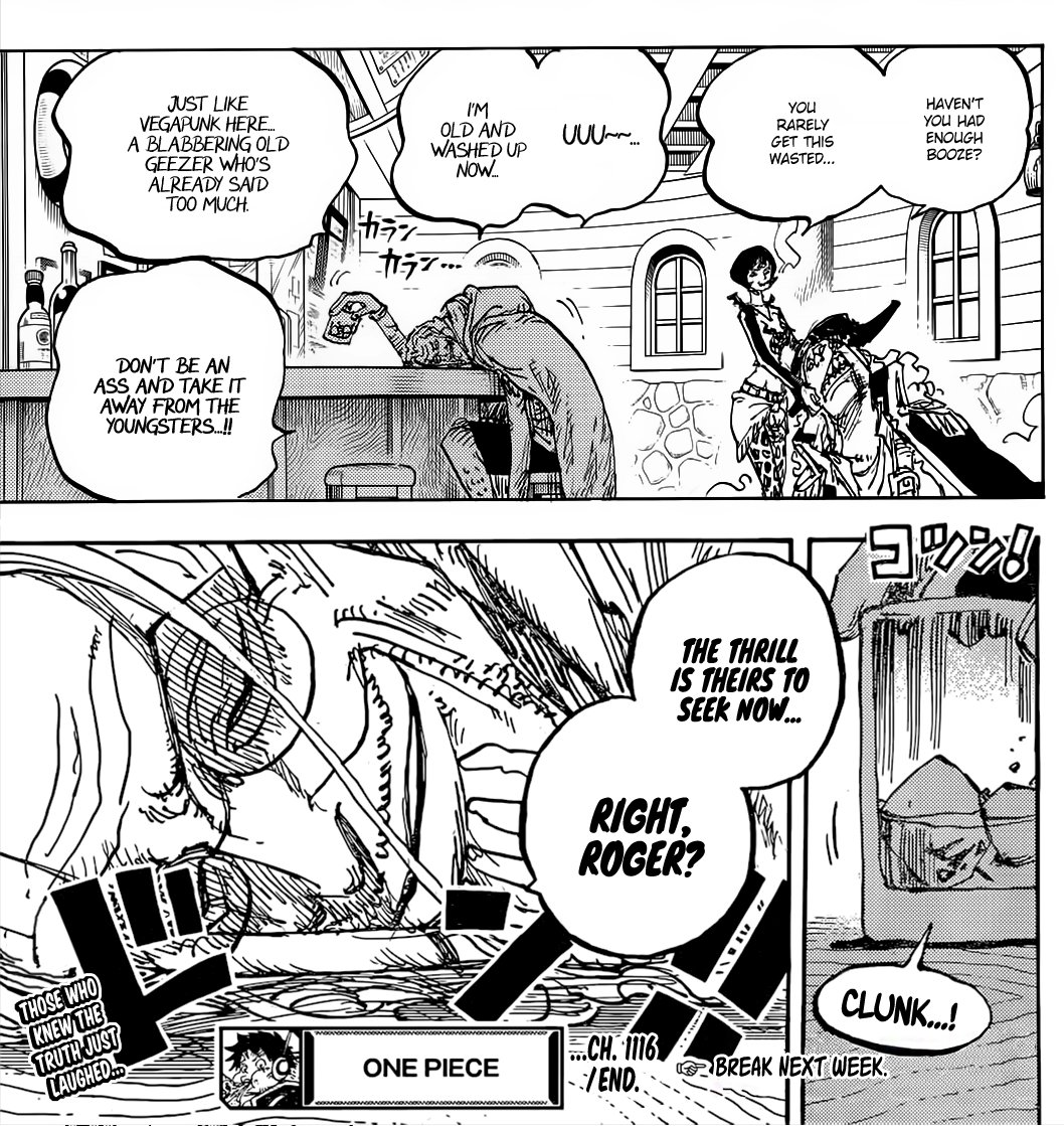 We've really come so far, haven't we?

Chapter 507, we were first teased about the hidden history of the world, and now it feels like we're finally getting closer to finding the answers.

Oda is such a genius storyteller. One Piece is such an amazing story.

#ONEPIECE1116