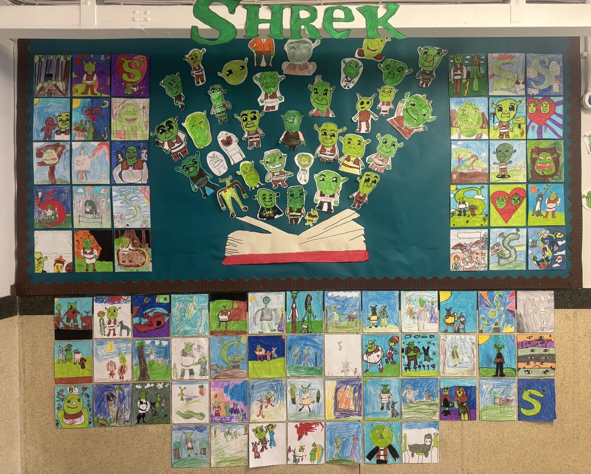 Shrek the Musical Jr.  10th and 11th June 2024.  Tickets on sale now!  Winning poster designs by Emily , P6 and Mays P6.  Winning ticket design by Leah P5.  Look at all the great ticket entries!  Well done!