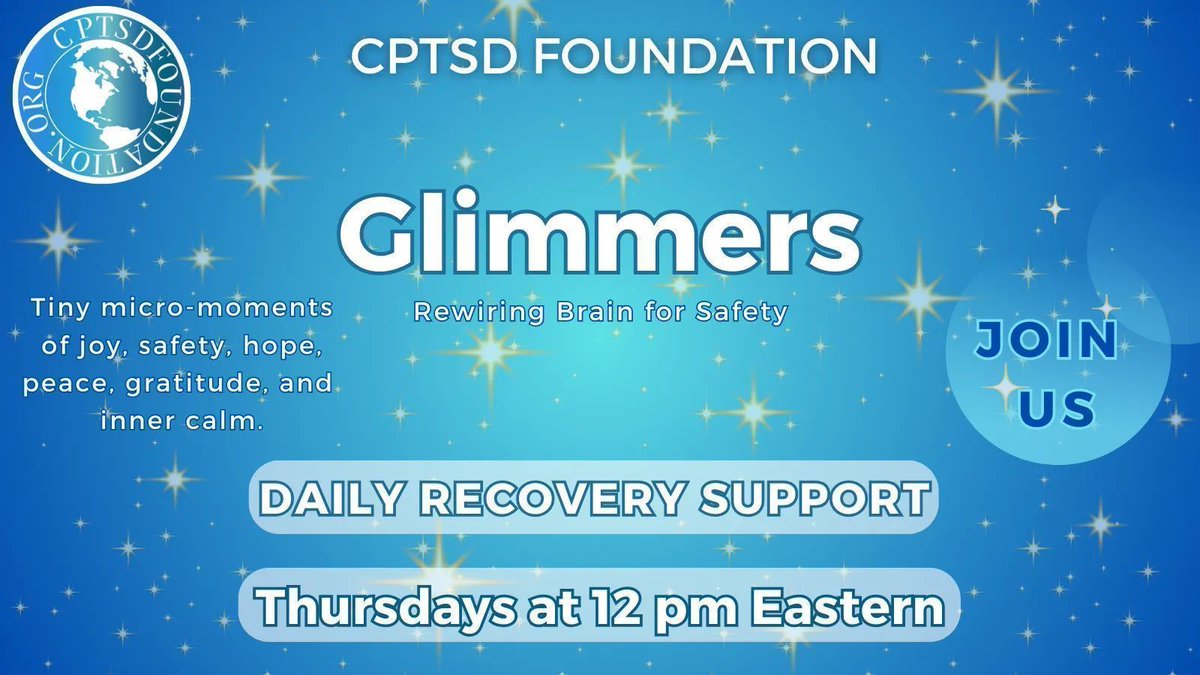 Glimmers are the opposite of triggers. They are micro-moments of awe that spark joy & evoke inner calm. Join us every Thursday at 12 pm EST as we enjoy an open, candid discussion about how pausing for a few seconds can help regulate our nervous system. buff.ly/2UgQhYp