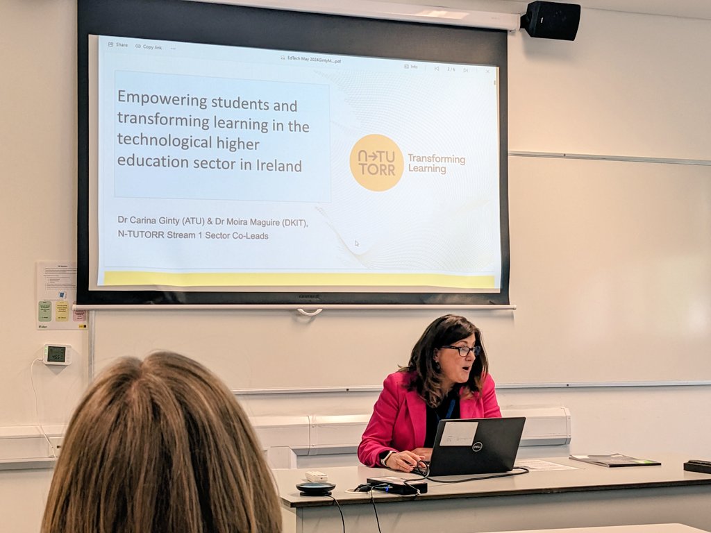 #NTUTORR Stream 1 co-lead @carinaginty delivers practitioner paper, 'Transforming the Student Experience through learner empowerment in the Technological University sector in Ireland with N-TUTORR' @ #edtechie24 

@ILTAtweets @atusligo_ie

#TransformingLearning
#NextGenerationEU