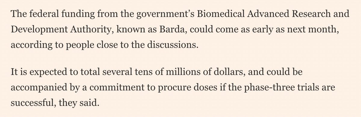 Nina Schwalbe (@nschwalbe) on Twitter photo 📰The US is nearing an agreement to bankroll a late-stage trial of Moderna’s mRNA pandemic bird flu vaccine.
💉It would be good to understand what, if any, access provisions are included in this deal.
Important <a href="/FT/">Financial Times</a> story. Thanks for breaking it <a href="/mroliverbarnes/">Oliver Barnes</a>. 📰The US is nearing an agreement to bankroll a late-stage trial of Moderna’s mRNA pandemic bird flu vaccine.
💉It would be good to understand what, if any, access provisions are included in this deal.
Important <a href="/FT/">Financial Times</a> story. Thanks for breaking it <a href="/mroliverbarnes/">Oliver Barnes</a>.