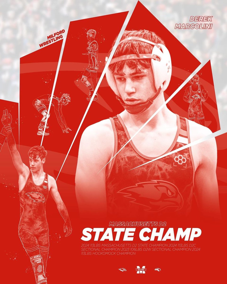 A look back on our three 2024 D2 State Champions. Mikey Boulanger, Aidan Baum, and Derek Marcolini all won individual State titles at their weight classes this year! This marked the most individual state champions in one season in Milford Wrestling history!