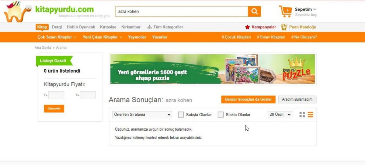 Kitapyurdu, D&R ve idefix, Azra Kohen'in kitaplarının satışını durdurdu. Teşekkürler KitapYurdu 👏👏 Azra Kohen