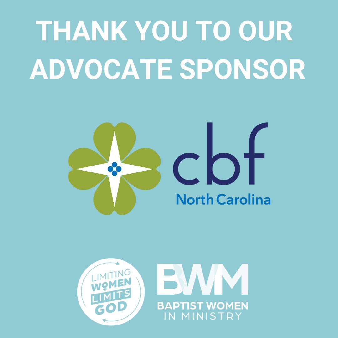 Thank you @cbfnorthcarolina for being an Advocate sponsor of the 2024 BWIM Annual Gathering and 2024 BWIM Luncheon at CBF General Assembly. We are grateful for your partnership. Learn more about CBF North Carolina at cbfnc.org. #BWIM #baptistwomeninministry