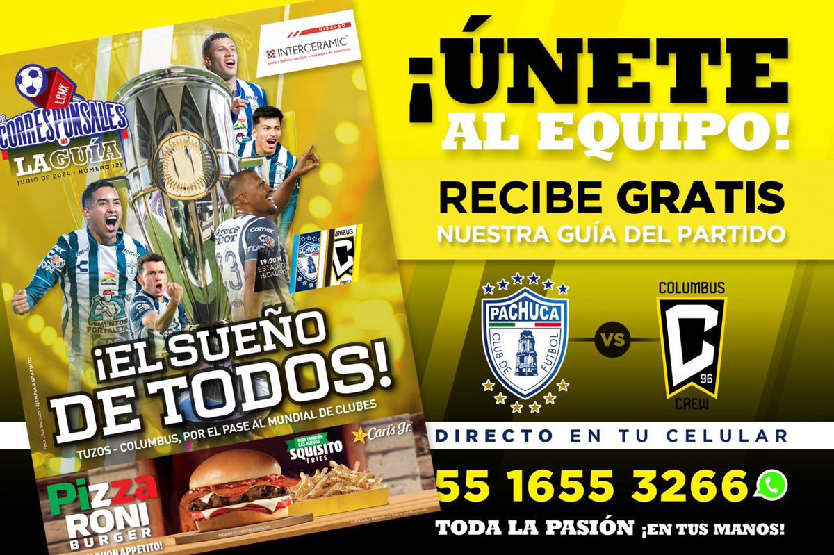 ¡¡EL PARTIDO DEL AÑO!! 🏆⚽️
#Tuzos busca un lugar en el Mundial de Clubes, este sábado, frente a Columbus Crew de la MLS.
Cerramos una gran temporada con nuestra Guía de la gran final. Búscala en el estadio impresa 📰 o recíbela directo en tu celular 📱. Es gratuita!!