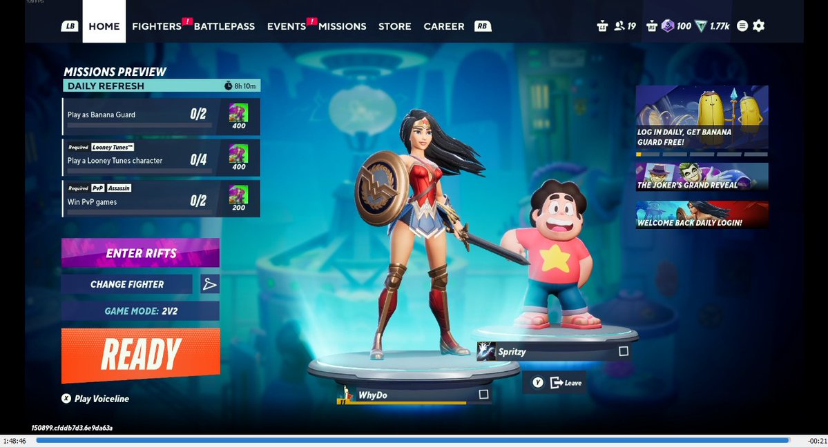 It takes 38+ hours of PvP gameplay to unlock a single new character in Multiversus, past the first ones.

After ~100 minutes of 2v2s, I gained 130 fighter currency. That's 78/hr. Most fighters cost 3,000.

At 6k, the Joker would take me 77 HOURS to unlock.

Stop defending this.