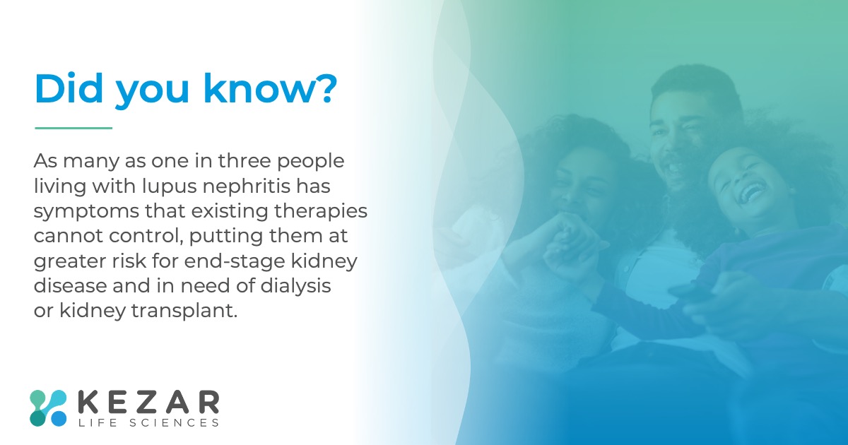 Lupus nephritis is a frequent and moderate-to-severe complication of lupus affecting the kidneys. 
Learn about Kezar’s selective immunoproteasome inhibitor zetomipzomib being evaluated for those living with lupus nephritis: PALIZADEtrial.com.
#LupusAwarenessMonth