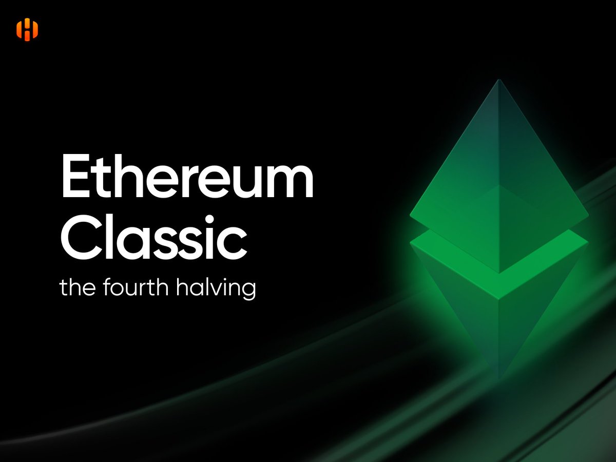 Less than 15 hours left until the Ethereum Classic halving 👇

At the 2,000,001 block, the reward will be reduced from 2.56 to 2.048 $ETC.

Hashrate: 187 TH/s (+40% in 2024)
Price: $30.20 (+36%)
Difficulty: 2.49 P (+38%)
Mining revenue: Antminer E9 Pro = $7.73 @ $0.06 power cost