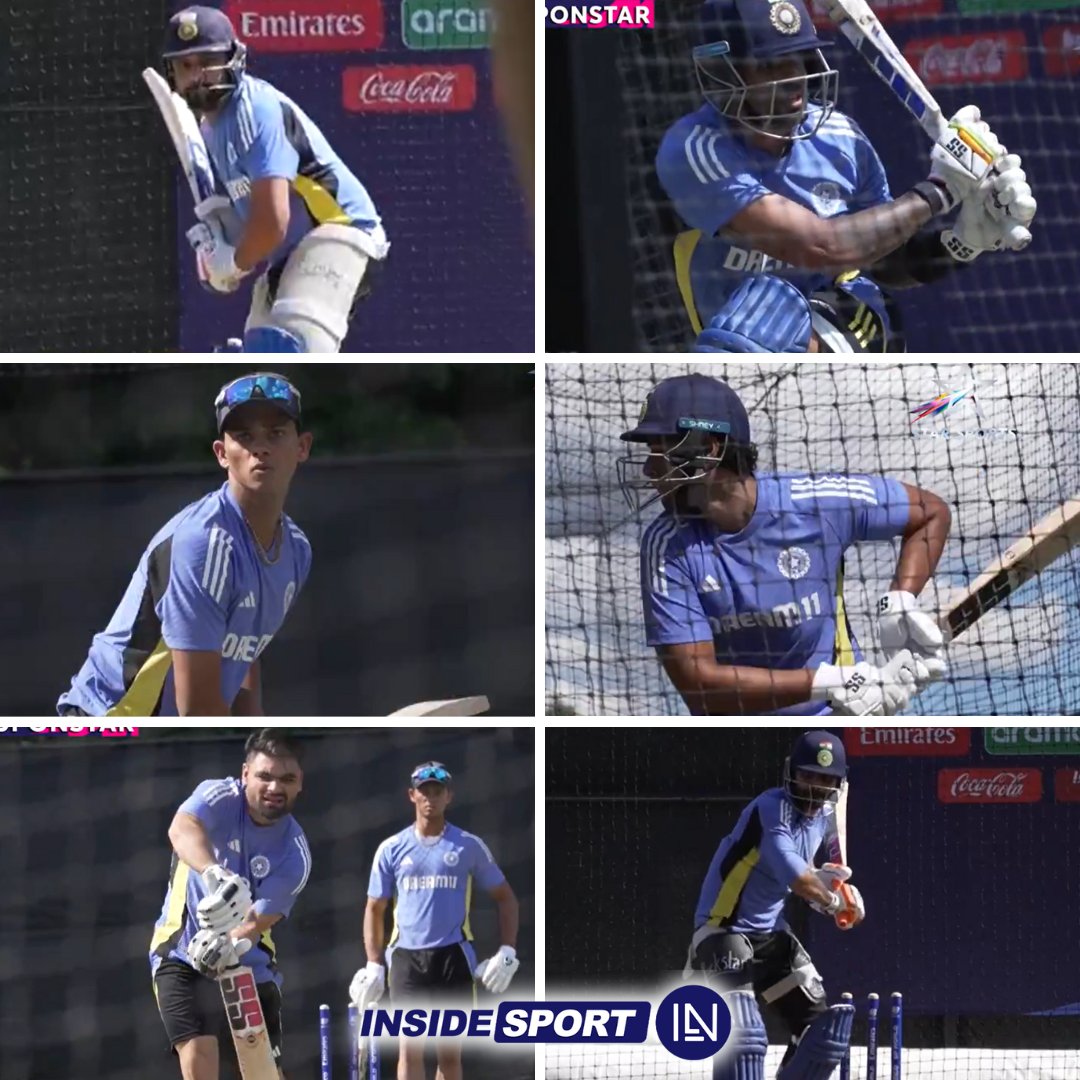 Indian batters during the practice session ahead of the T20 World Cup 2024 🇮🇳🏏 📸: Star Sports #T20WorldCup2024 #TeamIndia #RohitSharma #RinkuSingh #SuryakumarYadav #CricketTwitter