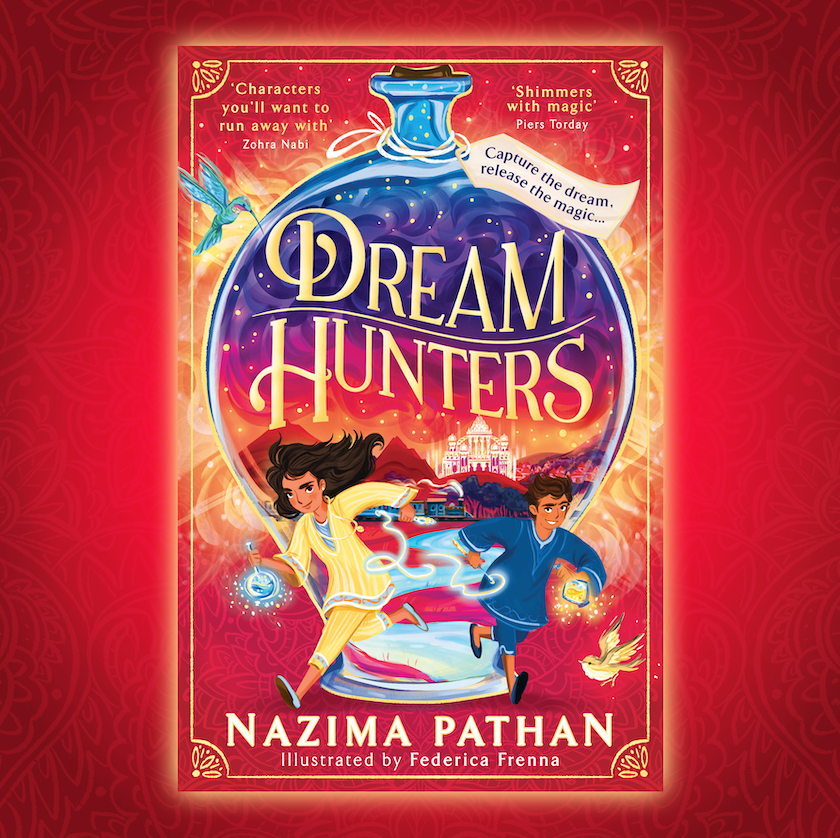 Look at this beautiful cover for Dream Hunters! Designed by Sean Williams and illustrated by Federica Frenna, it captures so much of the story, the characters and the world they inhabit. I am absolutely over the moon with it! @simonkidsuk @ohorrox